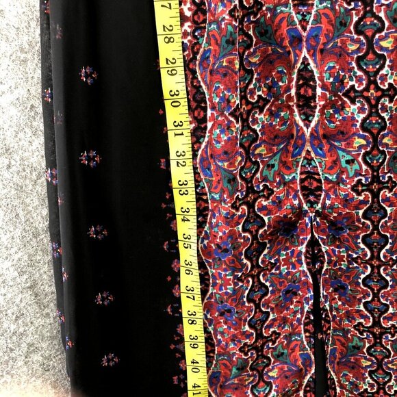 Express Maxi Dress Womens S Black Red Paisley Boho Cami Chiffon Split Front - Picture 10 of 11